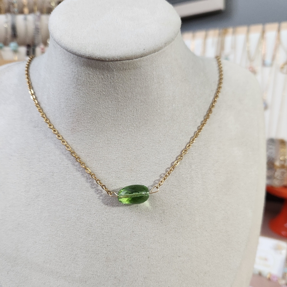 August Birthstone Gold Peridot Necklace